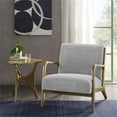 thumbnail image 2 of Maklaine 29" Fabric and Solid Wood Lounge Chair in Gray/Natural, 2 of 9