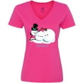 thumbnail image 3 of Inktastic Let it Snow Sassy Snowman in Top Hat Women's V-Neck T-Shirt, 3 of 5