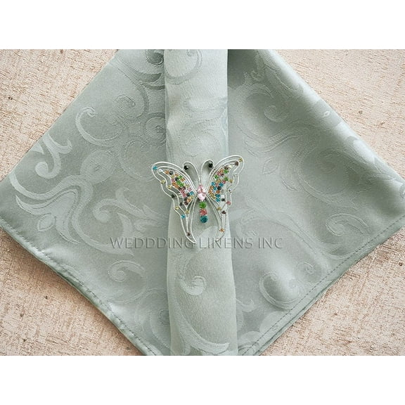 Wedding Linens Inc. (10pcs) 20" x 20" Versailles Chopin Damask Jacquard Polyester Linen Napkins - Silver