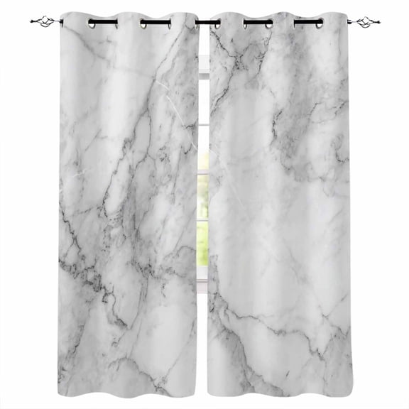 Fsddascl Gray Marble Blackout Curtains for Bedroom/Living Room, Thermal Insulated Kitchen Curtains, Modern Simple Gradient Abstract Patterned Grommet Darkening Window Treatment Drapes 42"x63"x2