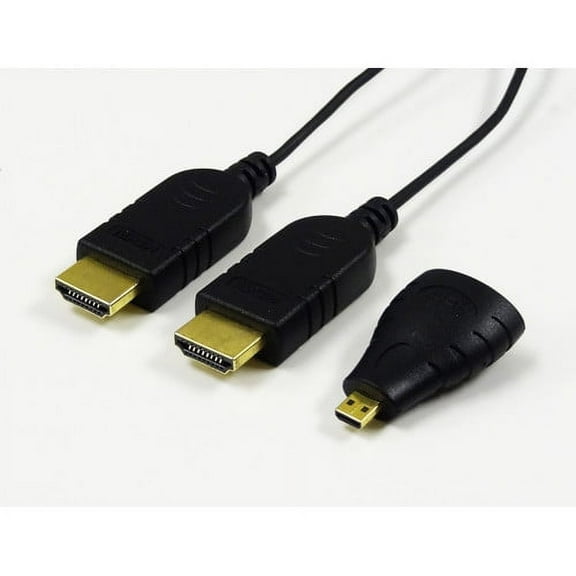 Tera Grand 2.4 mm 8' Super Slim HDMI Cable with Ethernet, with RedMere chipset, plus Micro HDMI Adapter