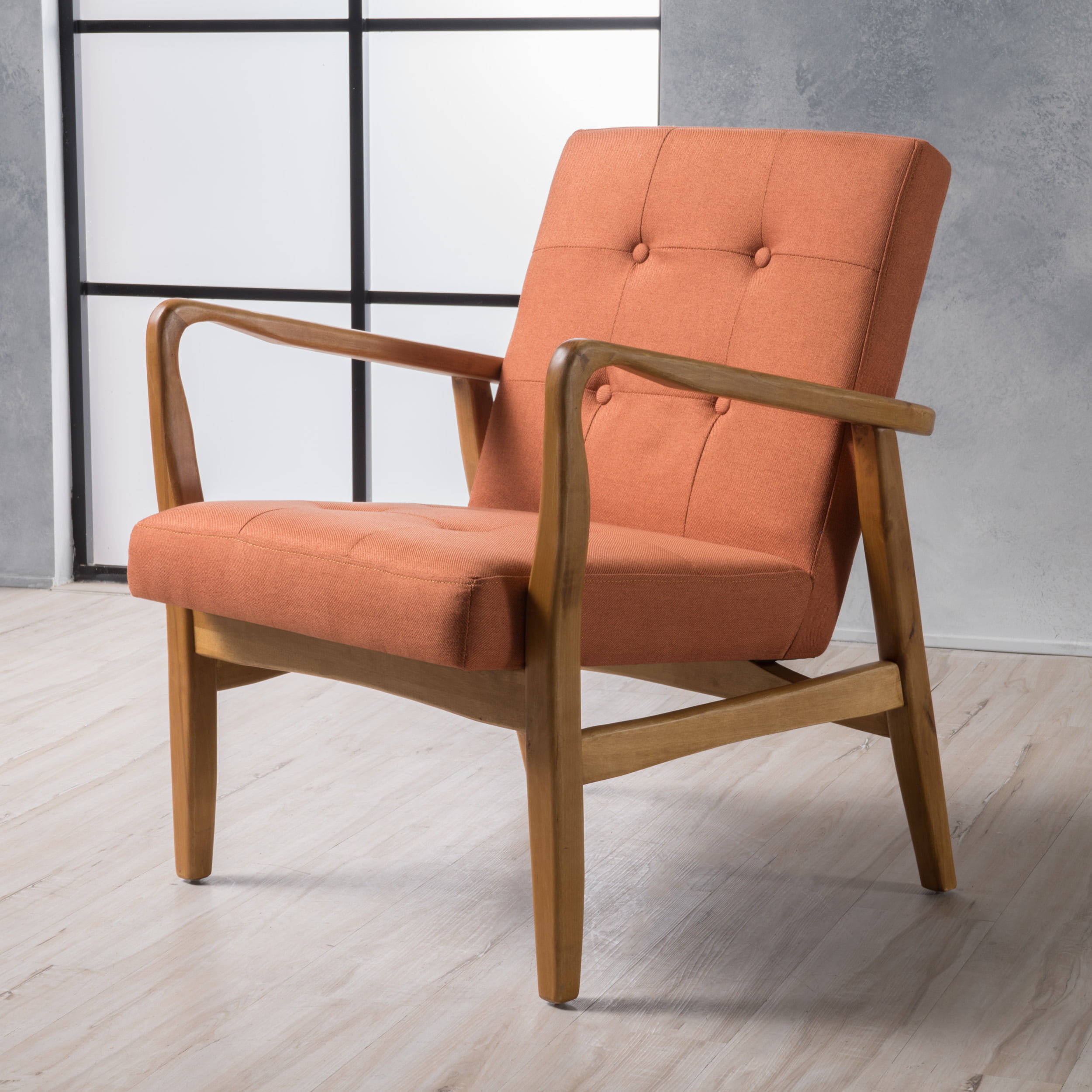 Noble House Surrey Mid Century Modern Design Accent Chair, Orange