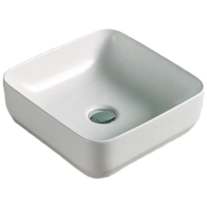 American Imaginations -in. W Above Counter White Bathroom Vessel Sink For Wall Mount Wall Mount Drilling AI