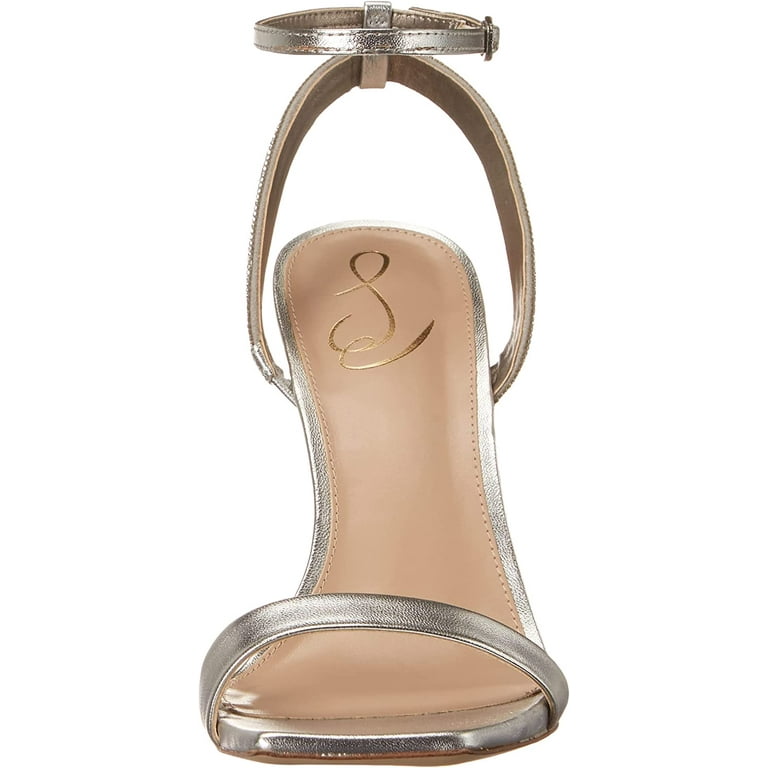 Sam Edelman Ophelia Soft Silver Open Toe Ankle Strap Stiletto