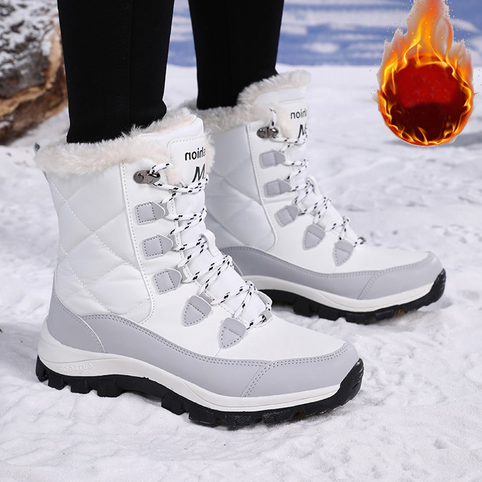 Gyexs Mens Snow Boots Size 13, Womens Winter Shoes Wide Width