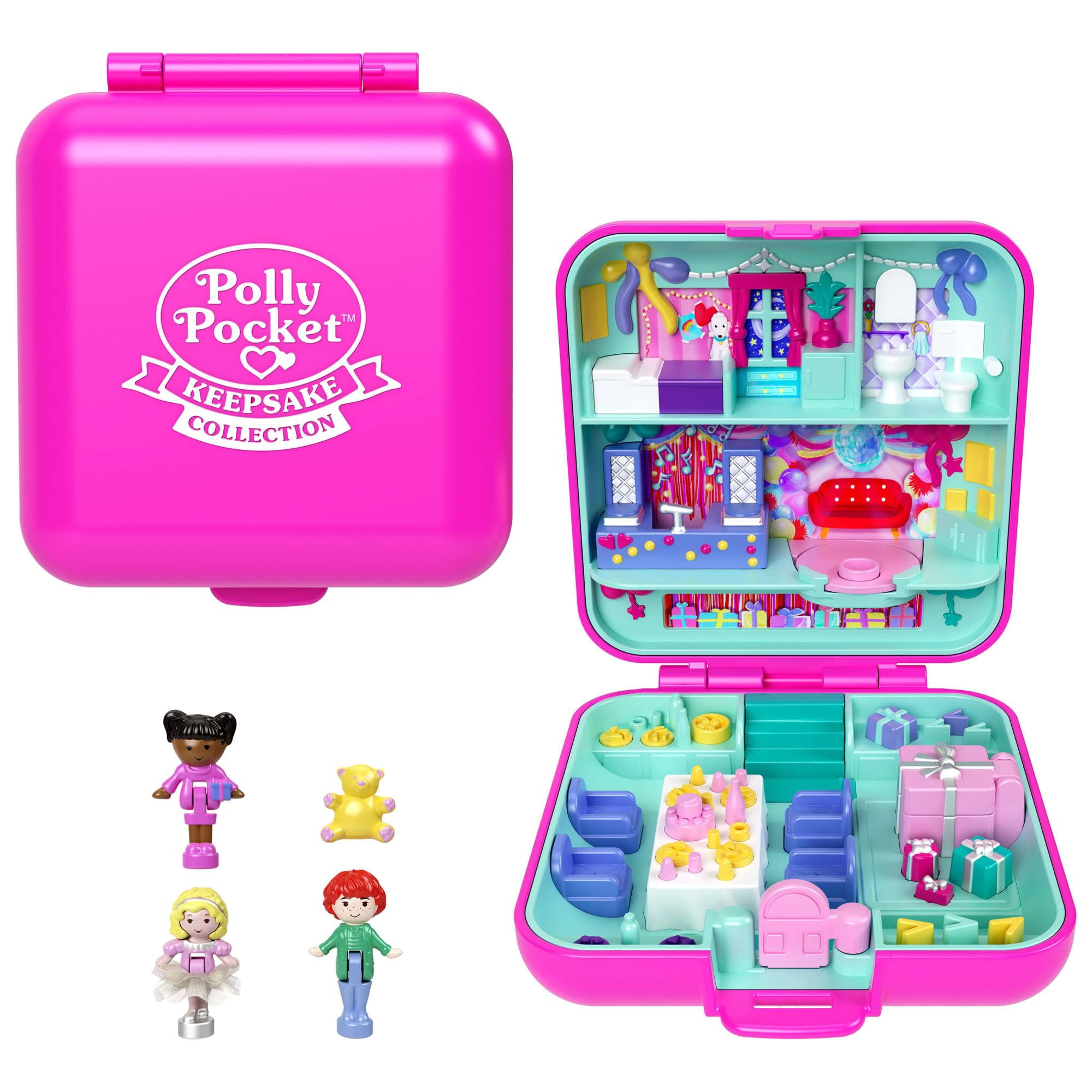 Pencil Case Set Polly Pocket Mattel 80th Anniversary w/ 3 Dolls