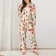 thumbnail image 3 of Bingfone Womens Pajama Sets Retro Autum Mushrooms Print,Long Sleeve Loungewear Pajamas Set-Small, 3 of 9