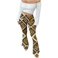 thumbnail image 3 of Xdegoge Casual Pants for Women High Waisted Bodycon Flared Pants Vintage Print Stretchy Bottoms Lightweight Soft Cozy Bell Bottom Leggings Stylish Casual Workout Holiday Outfits, 3 of 10