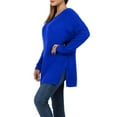 thumbnail image 4 of J. METHOD Women’s Knit Sweater Long Sleeve Round Neck Thermal Waffle Warm Casual Tunic Pullover Side Slit Knitted Top NEWT392 Denim Blue S, 4 of 5