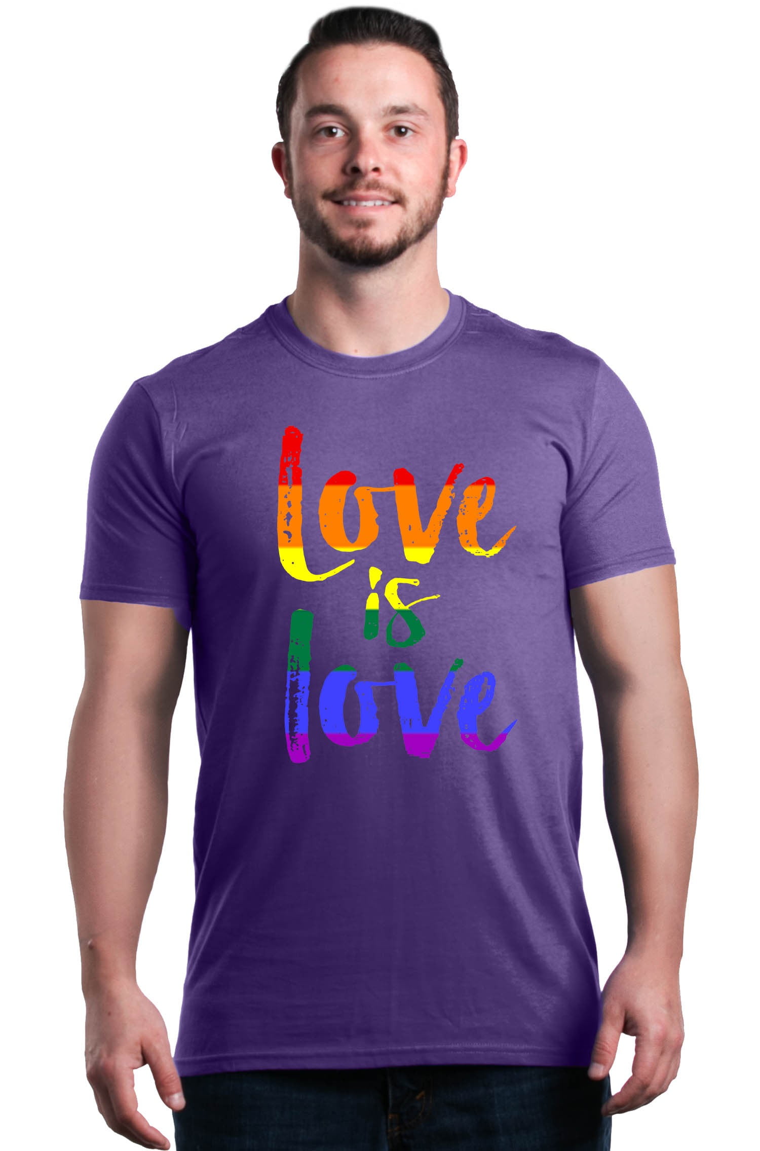 Shop4Ever Men's Love is Love Rainbow Gay Pride Graphic T-shirt XXXX ...