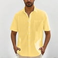 thumbnail image 2 of ZCFZJW Men's Casual Stylish Short Sleeve Button-Up Striped Dress Shirts Regular Fit Summer Cotton Beach Hawaiian Shirt with Pockets Yellow XL, 2 of 6