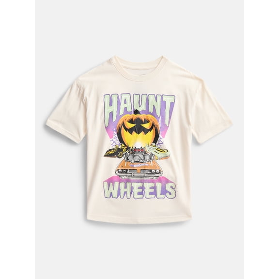 Hot Wheels Haunt Wheels Boys Halloween Graphic Tee with Short Sleeves, Sizes 4-18