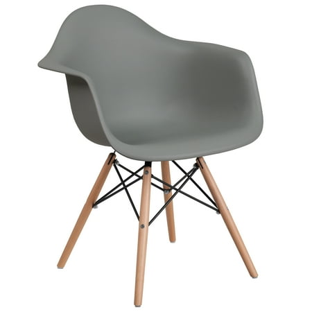 Flash Furniture Alonza Series Gray Plastic Chair with Wood Base Set of 2