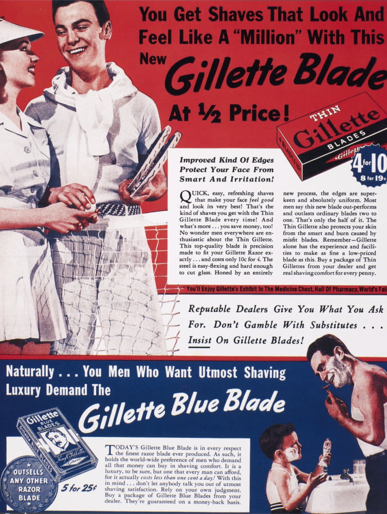Gillette2 Poster Classic Vintage Retro Print Picture Shaving Advert Handsome Man