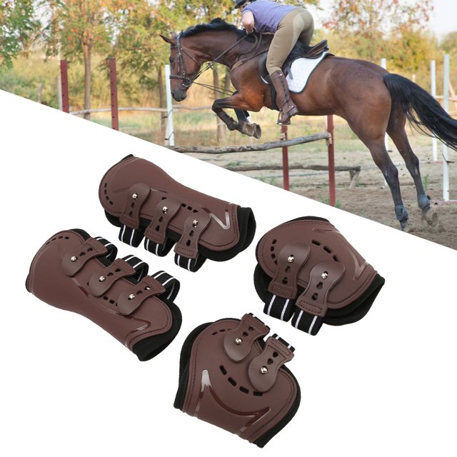 Horse Leg Guard, Protective Shock Absorption Air Holes Horse Front Back Leg Guard Impact Resistance Open Front for Riding M,L