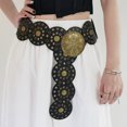thumbnail image 5 of Michellecmm Western Wide Waist Belt for Women Hollow Out Disc Punk Style Retro Waistband with Metal Buckle, 5 of 8