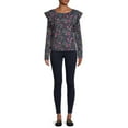 thumbnail image 2 of Time and Tru Women's Long Sleeve Ruffle Top, 2 of 5