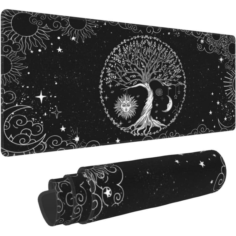 Tree of Life Black and White Star Night Sky Black Aesthetic Gaming Keyboard Mouse  Pad Mousepad Accessories Huge Extended XL Stitched Edge Rubber Sole for  Home Office(31.5X 11.8) 