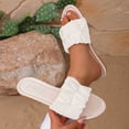 thumbnail image 2 of KIJBLAE Women's Color Block Flat Slide Sandals, Open Toe Non Slip Casual Slippers Summer Beach Vacation Outdoor Daily Wear Beige 38, 2 of 9