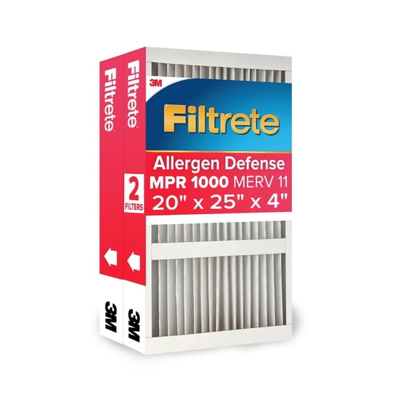 Filtrete 20x25x4 Air Filter, MPR 1000 MERV 11, Allergen Defense, 2 Filters