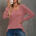 thumbnail image 4 of Puffed Sleeves, Loose Fit, Breathable Women's Casual Tee, Size S Stylish Pink Long-Sleeve Top Rawiri, 4 of 6