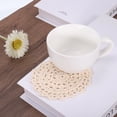 thumbnail image 5 of Fabric Coasters, 6pack 4" - Cotton Woven Crochet Doilies, Lace Embroidery Cup Mat with Floral Pattern (Beige), 5 of 5