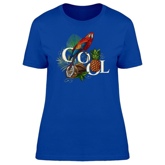 Cool Red Parrot & Fruits T-Shirt Women -Image by Shutterstock, Female x-Large