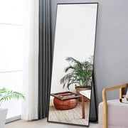 NeuType Full Length Mirror Modern Style Floor Mirror Aluminum Alloy Frame Standing Mirror Dressing Mirror Wall Mounted Mirror 65" x 22" - Black