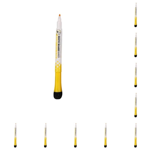 Bearachild Kids Whiteboard Marking Pen Chalkboard Smooth Pencil Markers Handwriting Stationery Writing Anti-smudge Erasable School Amarillo 10Conjunto