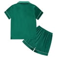 thumbnail image 3 of Gyratedream 4-14Y Child Girl Boy Silk Satin Pajamas Set,Short Sleeve Tops+Shorts Sleepwear Suit, 3 of 7