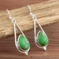 thumbnail image 5 of Green Copper Turquoise Gemstone Earrings, Boho Turquoise Teardrop Silver Earring, 5 of 5