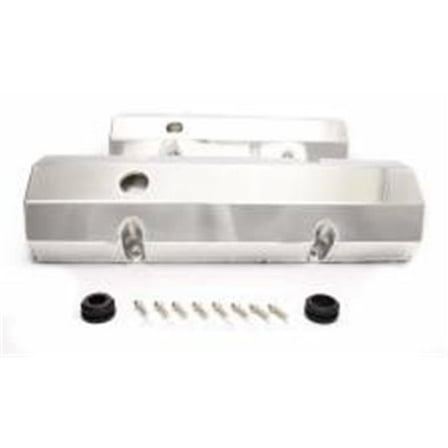 Fabricated Aluminum Flat Top Valve Covers for Small Block Chevy, Polished