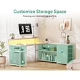 thumbnail image 4 of AODK 61" L Shaped Desk with Drawer, Computer Desk with Power Outlets & LED Lights, Reversible Corner Gaming Desk for Home Office Workstation, Office Desk with Monitor Shelf, Pure White, 4 of 15