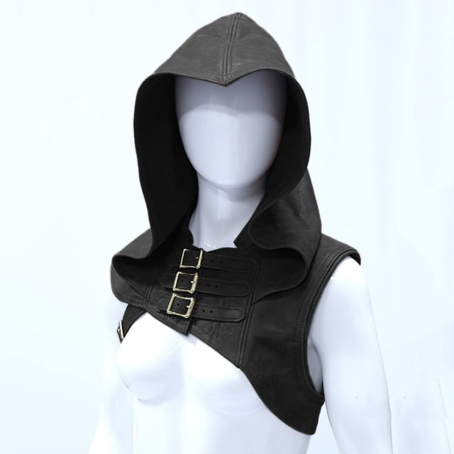 Teissuly Beanies Hats Medieval Retro Buckle Shoulder Guards Leather Stage Performance Suit Shoulder Guards Hat