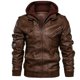 thumbnail image 1 of Chaqueta con capucha de cuero PU para hombre, conjunto de 2 piezas, ropa de moda para hombre, estilo europeo, Otoño/Invierno, 2022, 1 of 5