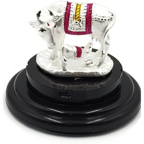 999 Pure Silver Kamdhenu Cow Statue - 1.0-inch Tall Idol / Murti (Figurine #03)