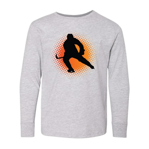 Inktastic Ice Hockey Silhouette Long Sleeve Youth T-Shirt