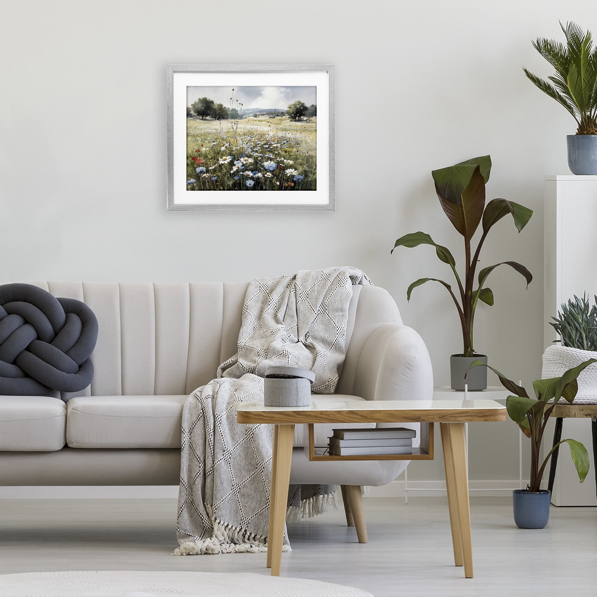 Stupell Industries Calm Meadow of Wildflowers Gray Framed Print Under Glass, design by Franklyn Gregory