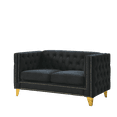 thumbnail image 6 of Velvet Couch Sofa, Mid-Century Modern Love Seat with Upholstered Button and Metal Legs, Chesterfield 3 Seat Couches Sofa for Living Room Apartment, 6 of 7