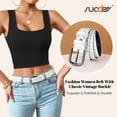 thumbnail image 2 of SUOSDEY Women Hollow Genuine Leather Belts with Pin Buckle,Fashion Casual Waist Belt for Jeans Dress Pants, 2 of 6