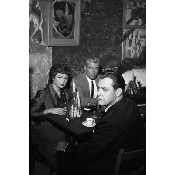 Raymond Burr and Barbara Hale in Perry Mason at table in restaurant 24x36 Poster