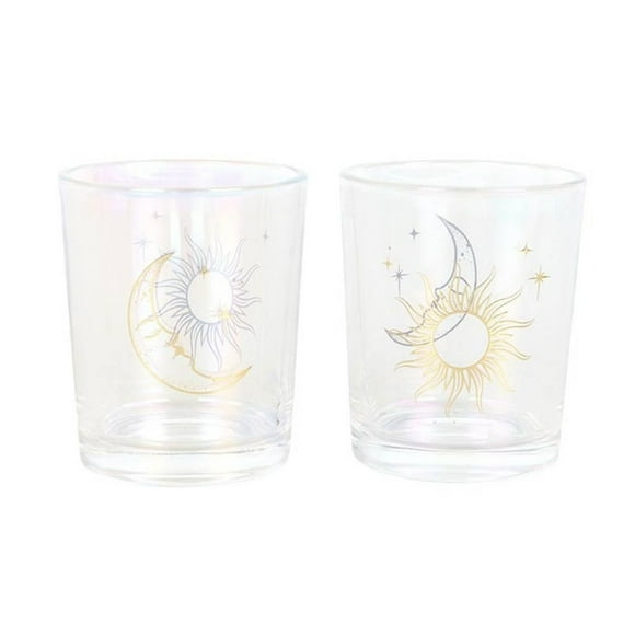 Something Different Iridescent Sun & Moon Face Votive Candle Holder (Pack of 2)