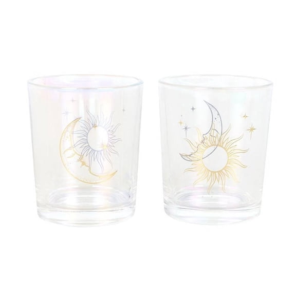 Something Different Iridescent Sun & Moon Face Votive Candle Holder (Pack of 2)