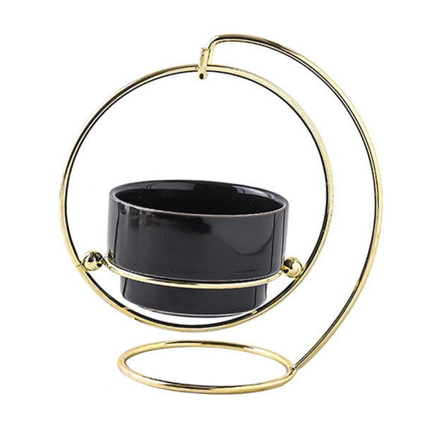 Macetas modernas kusrkot con soporte de hierro mini maceta de cactus decoración interior F negro