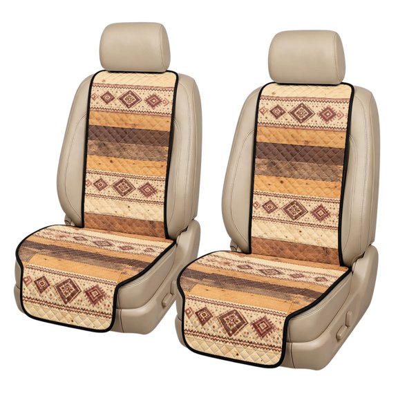 Eheartsgir Removable Car Front Seat Covers for Universal Fit, Quilted Breathable Fabric Non-Slip Car Seat Covers, Wood Geometric Stripe