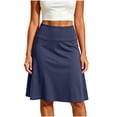 thumbnail image 2 of ClodeEU Women's High Waist Satin Midi A Line Skirt,Elegant Casual Summer Flowy Swing Skirt Navy,Women's Plus XXL, 2 of 8