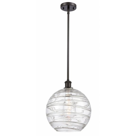 516-1S-OB-G1213-12-LED-Innovations Lighting-Athens Deco Swirl - 3.5W 1 LED Mini Pendant In Industrial Style-15 Inches Tall and 12 Inches Wide Oil