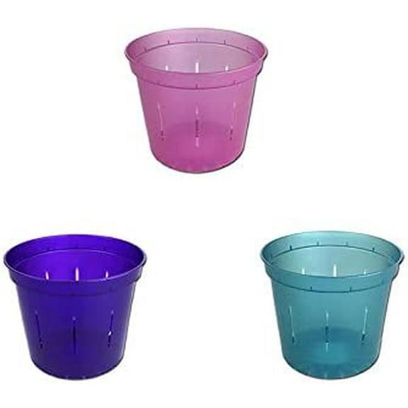3" Slotted Clear Orchid Pots - 3 Pack (Rose Quartz, Purple Amethyst, and Blue Sapphire)