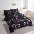 thumbnail image 3 of jejeloiu Kawaii Cute Bowknot 7-Piece Twin Bedding Sets,Chic Ribbon Bow Tie Bedding Comforter Set,Pink Black Sheet Sets For Girls,Microfiber Bedroom Decor Reversible, 3 of 8