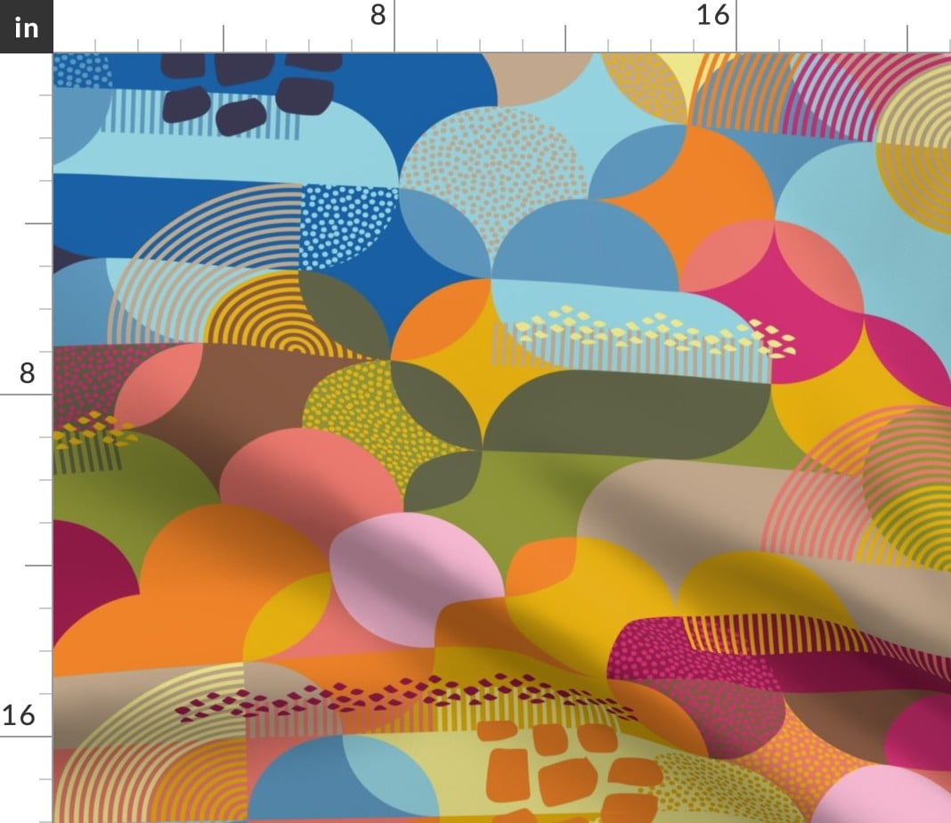 Spoonflower Fabric Medium Scale Abstract Colorful Summer Colorblock